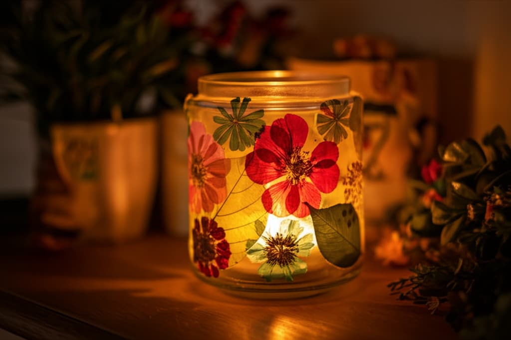 Imagem ilustrativa sobre Porta-Velas DIY: Folhas e Flores