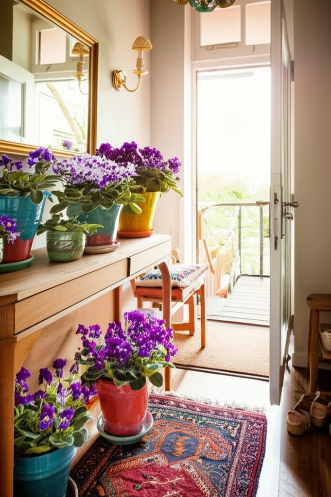 Imagem ilustrativa sobre Violetas no Hall: Charme e Boas-Vindas!