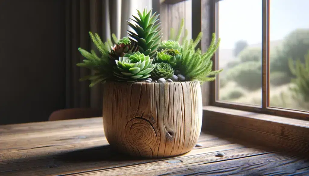 Toques Rústicos: Criando Vasos com Pedra e Madeira